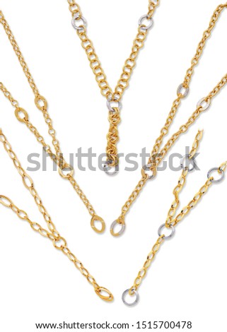 Gold chains isolated on white background