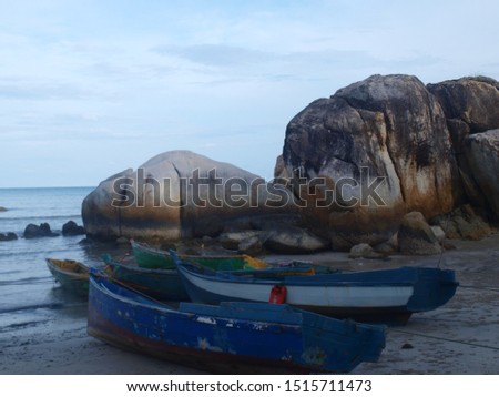 Little boat on a beach. Bangka island Indonesia.