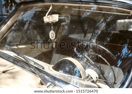 steering wheel of an old car