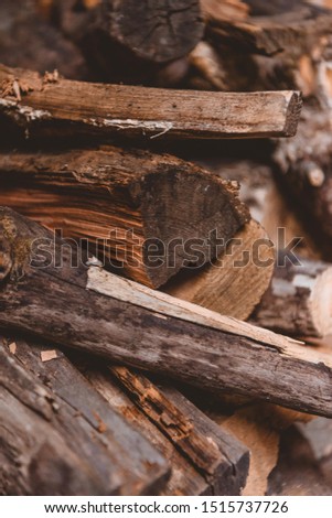 Stacked firewood, ready to be used to light the fire