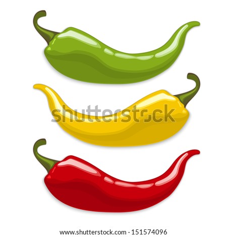 Red, yellow, green hot  chili peppers. Royalty-Free Stock Photo #151574096