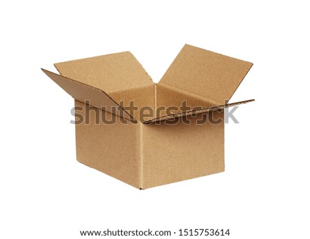 Opened craft cardboard box isolated on white