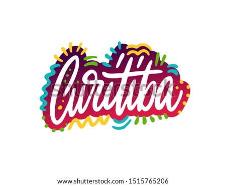 Curitiba, Brazilian City Name, Vector Banner, Lettering with City Name from Brazil