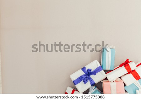Holiday birthday gifts new year grey background