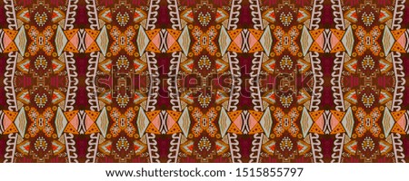 Boho Repeat. Traditional Seamless Pattern. Light Coral Fashion Decor Wallpaper. Gold Tribal Element. SaddleBrown Tribal Decorative Style. Tan Boho Repeat.