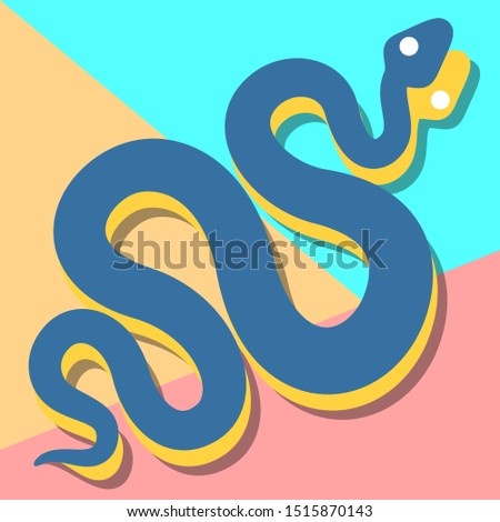 few curving silhouette of snakes colored in blue and yellow on pastel background. can be used to illustrate modern programming language
