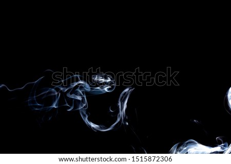 blue smoke isolated on black background