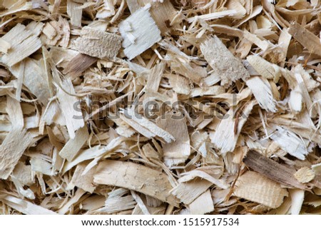 Aspen wood shavings used to line small pet cages for hygiene purposes. Photographed with a macro lens and filling the frame.