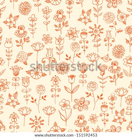 Seamless floral background. Texture with flowers. Can be used for wallpaper, pattern fills, textile, web page background, surface textures. 