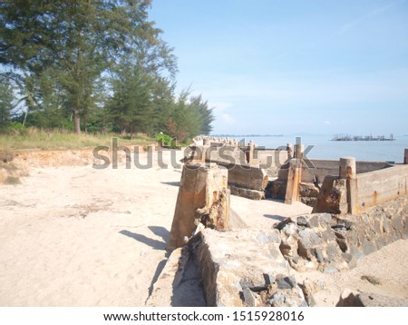 Barrier to prevent erosion. Bangka island Indonesia.
