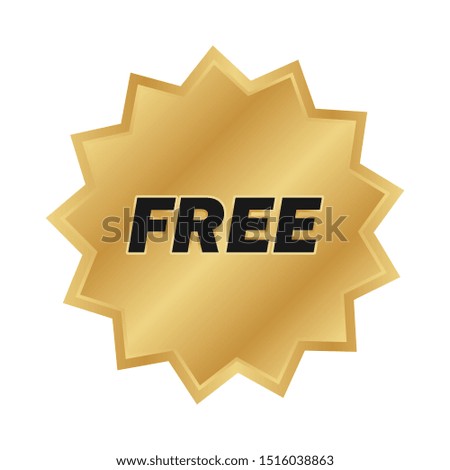 Gold star seal. Free banner sticker for advertising. Add medal banner.