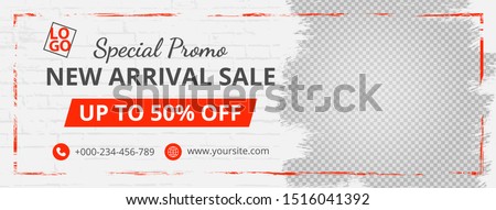 Template banner and cover for social media ad, template special promo new arrival sale,design with red color