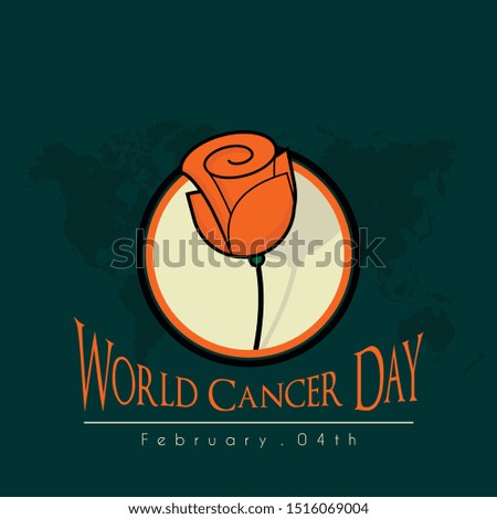 World cancer day, with rose on circle