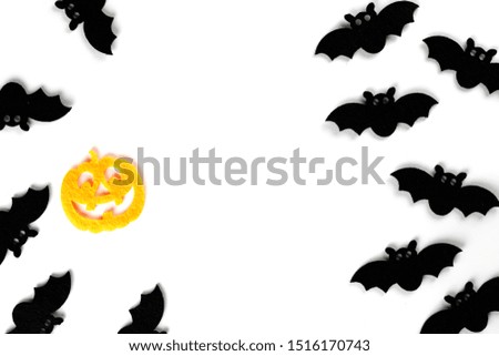 Halloween party. Scary orange pumpkin decoration isolated on whi