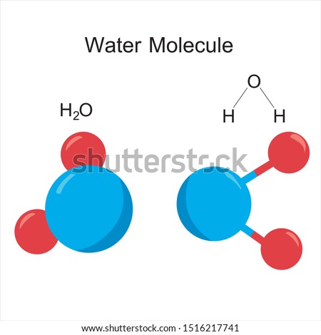 water (h2o) molecules 2D and its chemical structure Royalty-Free Stock Photo #1516217741