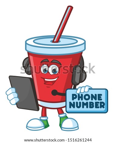 Soft Drink with gadget  mascot  character vector design