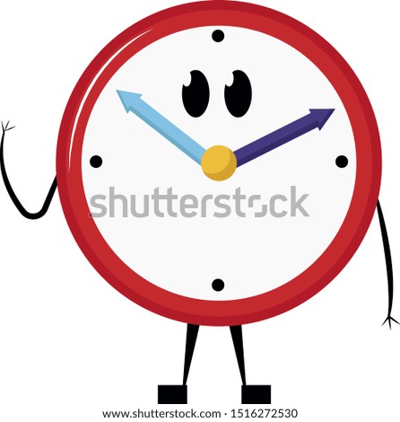 Clock, illustration, vector on white background.