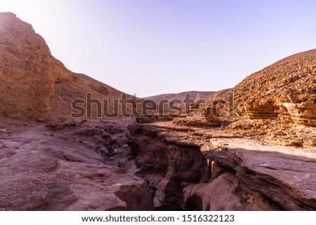 Sharp photos of colorful sandstone cliffs of the Red Canyon in the mountains of Southern Eilat, Israel