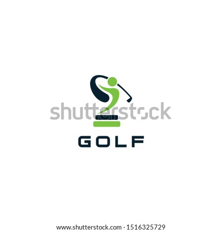 An abstract golfer figure swinging his golf club concept