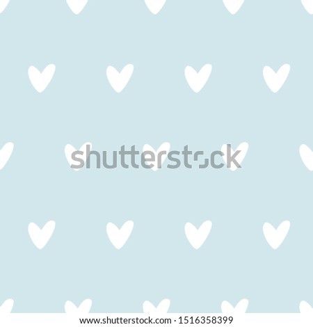 Blue seamless pattern baby boy design Cute kids soft colored wallpaper hand drawn heart on blue background Graphic baby shower template with tender minimalistic love element blue  illustration.