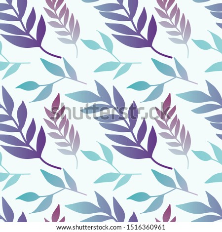 Vector Seamless Contour Floral Pattern. Hand Drawn Monochrome Floral Texture, Decorative Leaves, Coloring Book