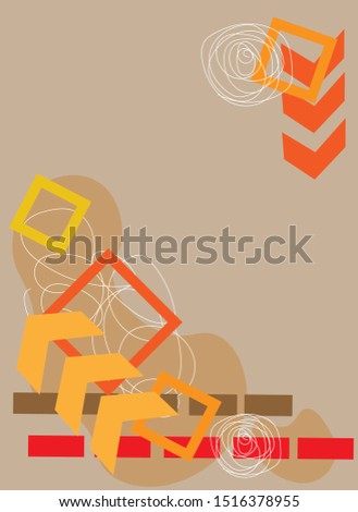 Abstract style geometric flat illustration, made of various fluid and splattered line shapes in colors. Vector illustration.