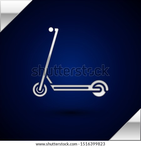 Silver Scooter icon isolated on dark blue background.  Vector Illustration