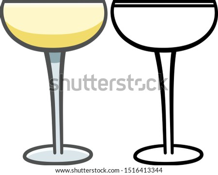 Champagne glass in colored and line versions