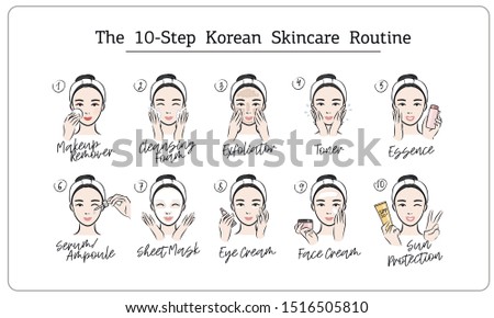 The 10-step korean skincare routine Royalty-Free Stock Photo #1516505810