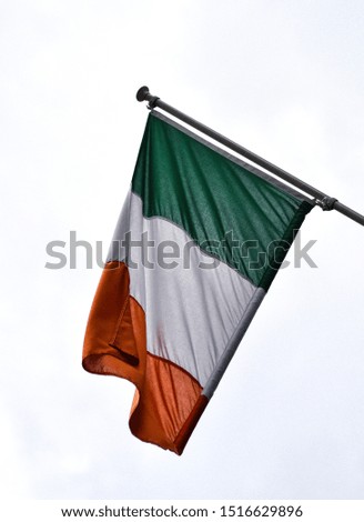Irish flag hanging in the air
