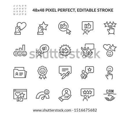 Simple Set of Customer Satisfaction Related Vector Line Icons. 
Contains such Icons as CRM, User Feedback, Rating and more. Editable Stroke. 48x48 Pixel Perfect.
 Royalty-Free Stock Photo #1516675682