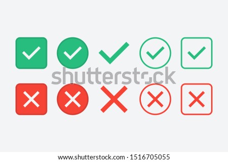 Check and Cross Icons Set Vector Illustration