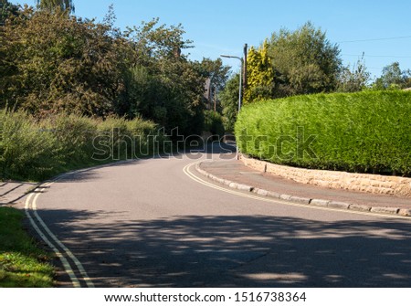 Curved village road on a sunny day