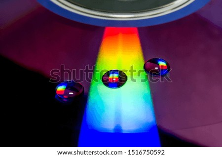 three drops of water on a compact disc