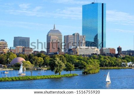 back bay skyline and charles river boston massachusetts