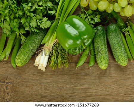 green vegetables on a brown background