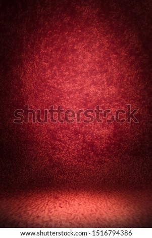 red dark photo studio with spotlights backdrop