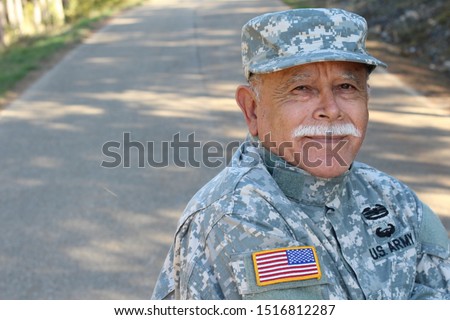 Senior USA army soldier outdoors Royalty-Free Stock Photo #1516812287
