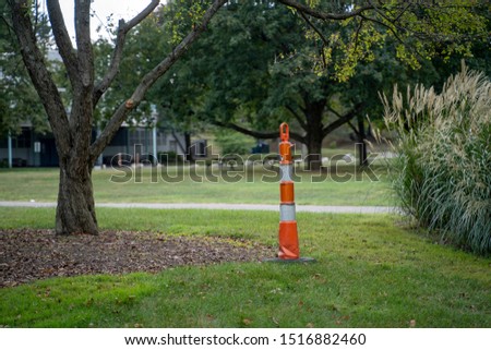 Orange Traffic Cone at Grass Park