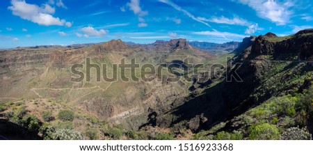 Panoramic picture of vegetated mountains and valleys in spain