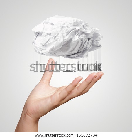Businessman hand show crumpled paper Cloud Computing diagram  as concept