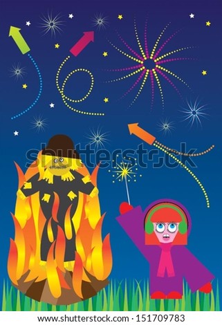 Bonfire Night, Fireworks and Guy Fawkes Royalty-Free Stock Photo #151709783