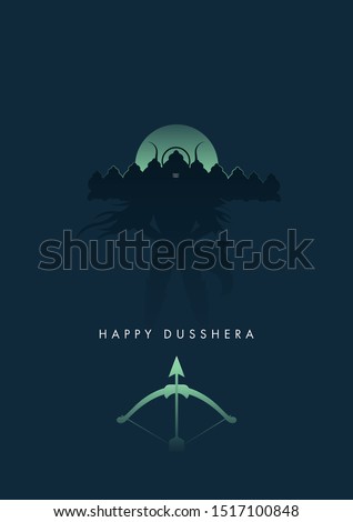 Happy Dusshera minimal poster - vector Royalty-Free Stock Photo #1517100848