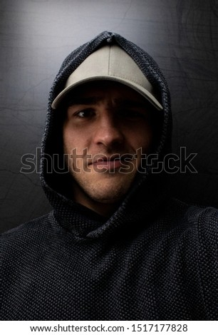 Portrait Pictures Male with dark background (black Hoodie)
