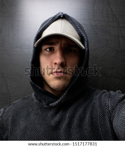 Portrait Pictures Male with dark background (black Hoodie)