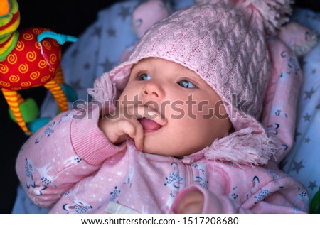 cute little baby girl with blue eyes