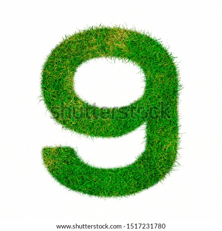 Number 9 nine made of grass - aklphabet green environment nature ecology