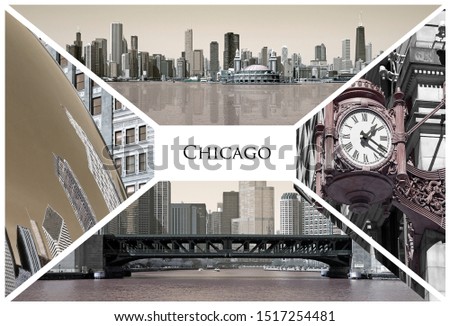 Chicago city travel vintage postcard