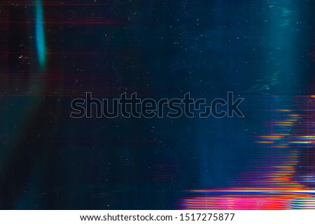 Video damage. Broadcasting error. Teal blue glitch pattern layer. Royalty-Free Stock Photo #1517275877