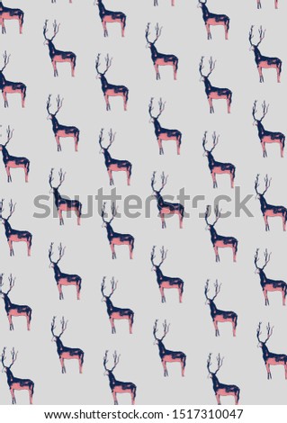 pattern with a deer on grey background, can be used to print on clothes or other things or just as background or texture